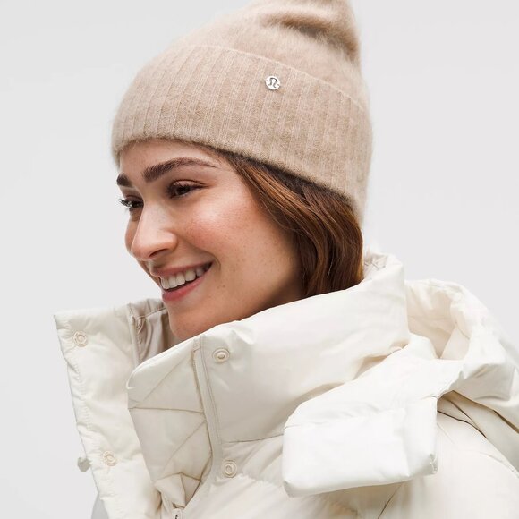 NWT Lululemon Fuzzy Cashmere Beanie Brand New, with tags tan camel 100% CASHMERE main image 6